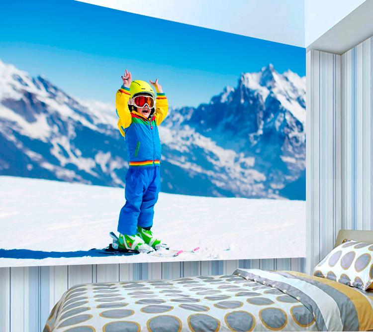 Фотообои 3D для детской комнаты Ребенок на лыжах
