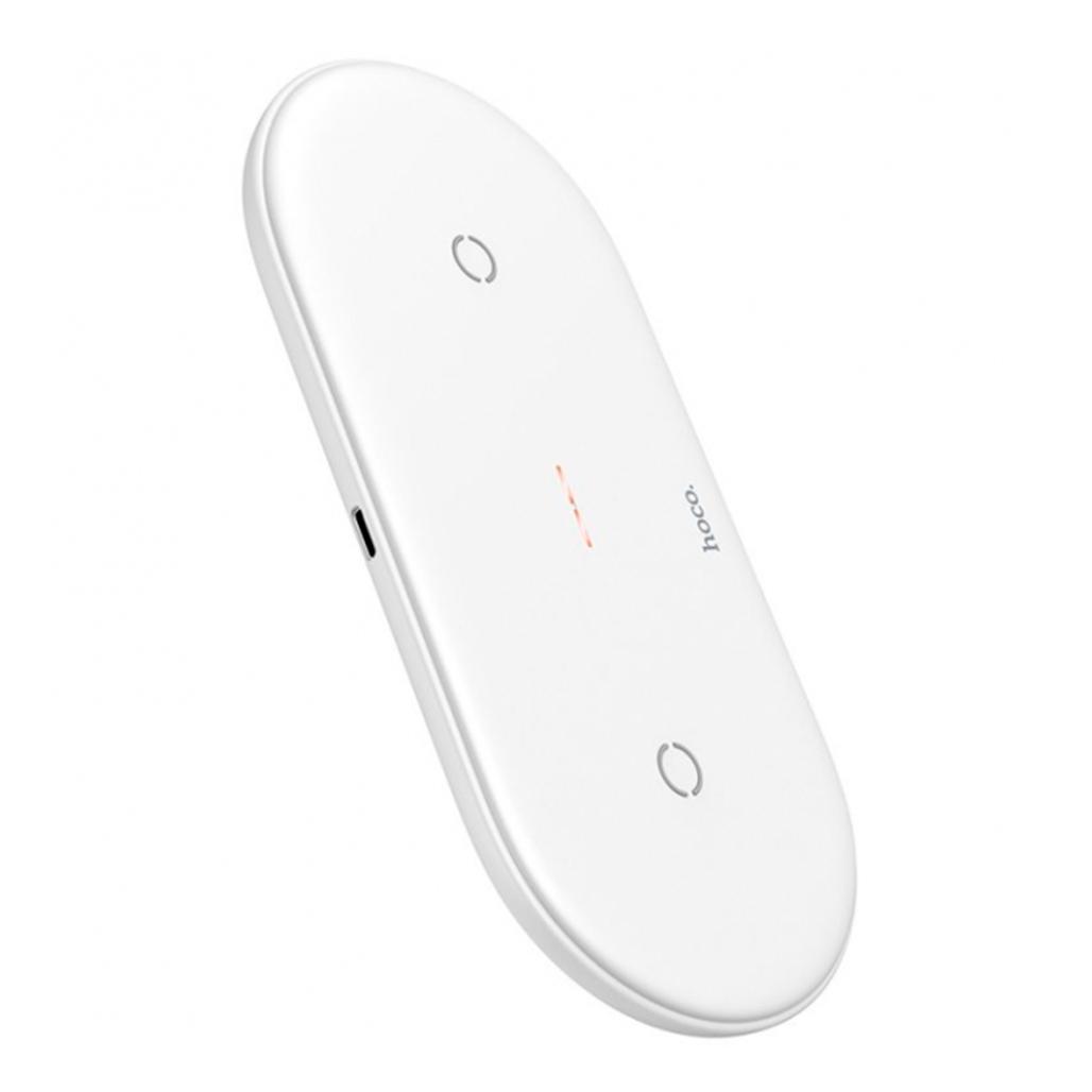 Беспроводное зарядное устройство Hoco CW23 Dual Power 2в1 10W/3A/Type-C Cable White (68838)