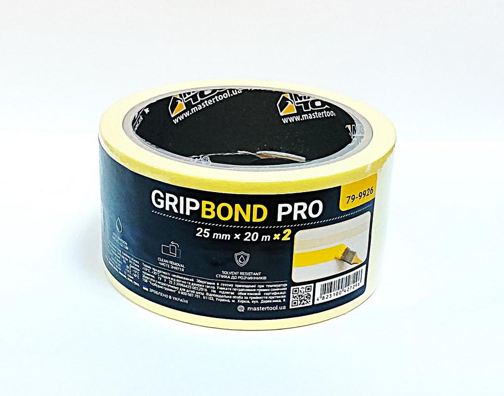 Стрічка малярна універсальна MasterTool GripBond Pro 2 шт. 25 мм х20 м Жовтий (79-9926)