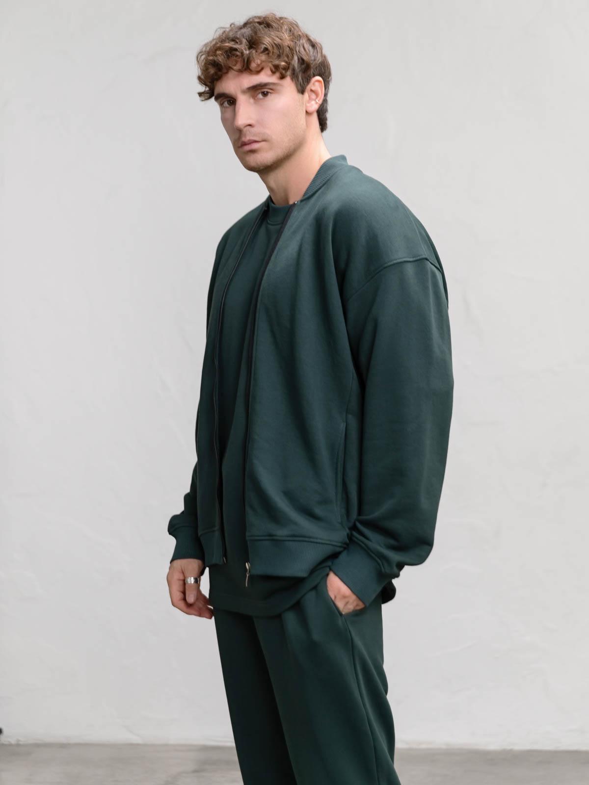 Бомбер чоловічий вільний FROMUS S/M Темно-зелений (1126-60) - фото 3 Бомбер чоловічий вільний FROMUS S/M Темно-зелений (1126-60) - фото 3