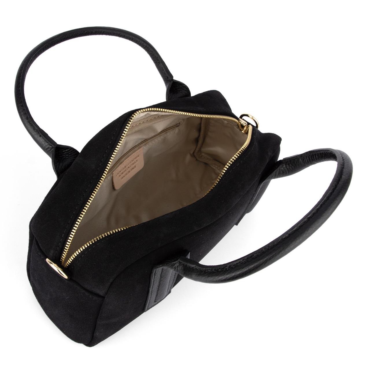 Сумка жіноча замшева Virginia Conti 03972 зі шкіряними ручками Чорний (2660943064) - фото 4 Сумка жіноча замшева Virginia Conti 03972 зі шкіряними ручками Чорний (2660943064) - фото 4