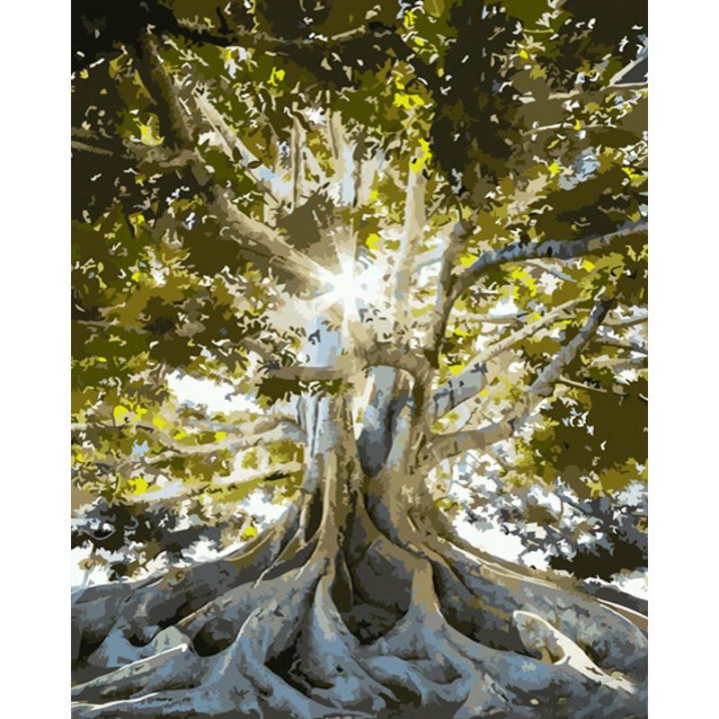 Картина за номерами Strateg Преміум Сплетіння дерев 40x50 см (GS677)
