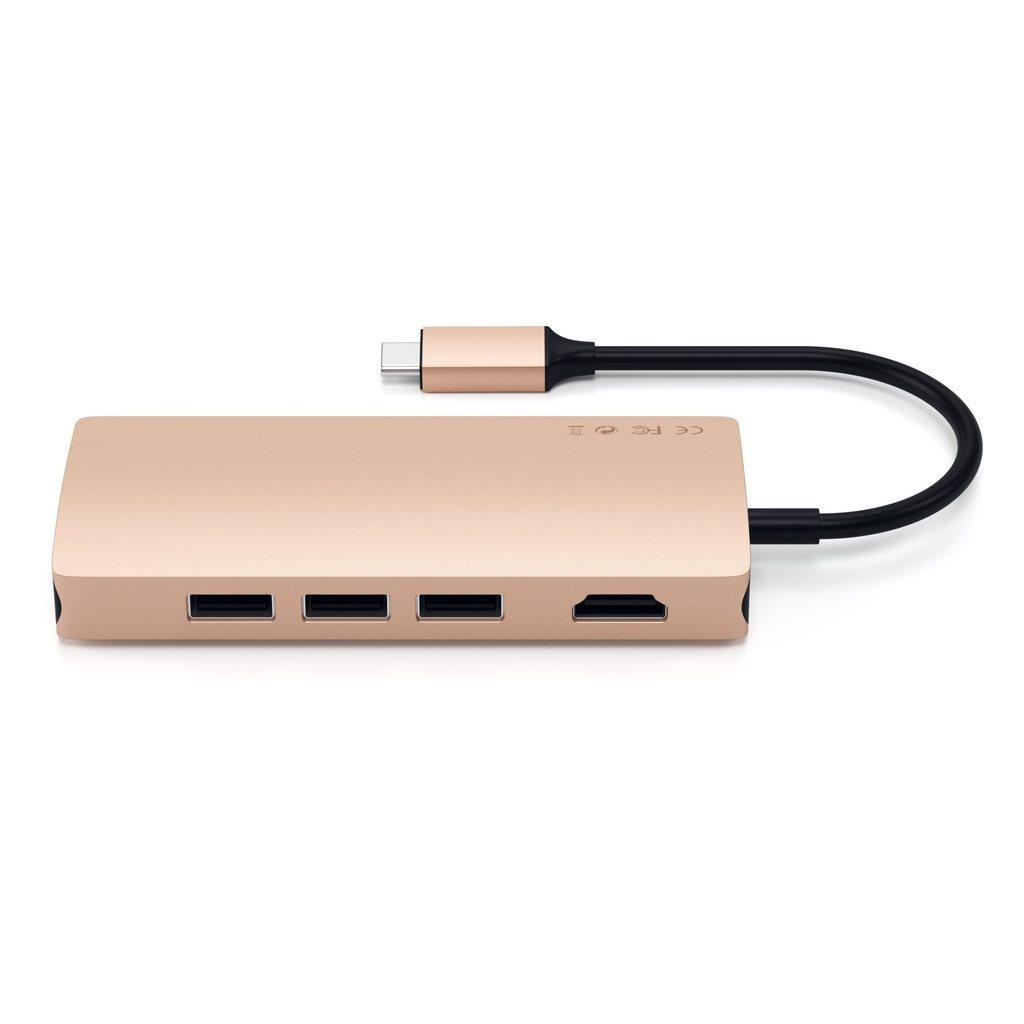 Хаб-адаптер Satechi Type C Multi-Port Adapter 4K with Ethernet V2, Gold (ST-TCMA2G)