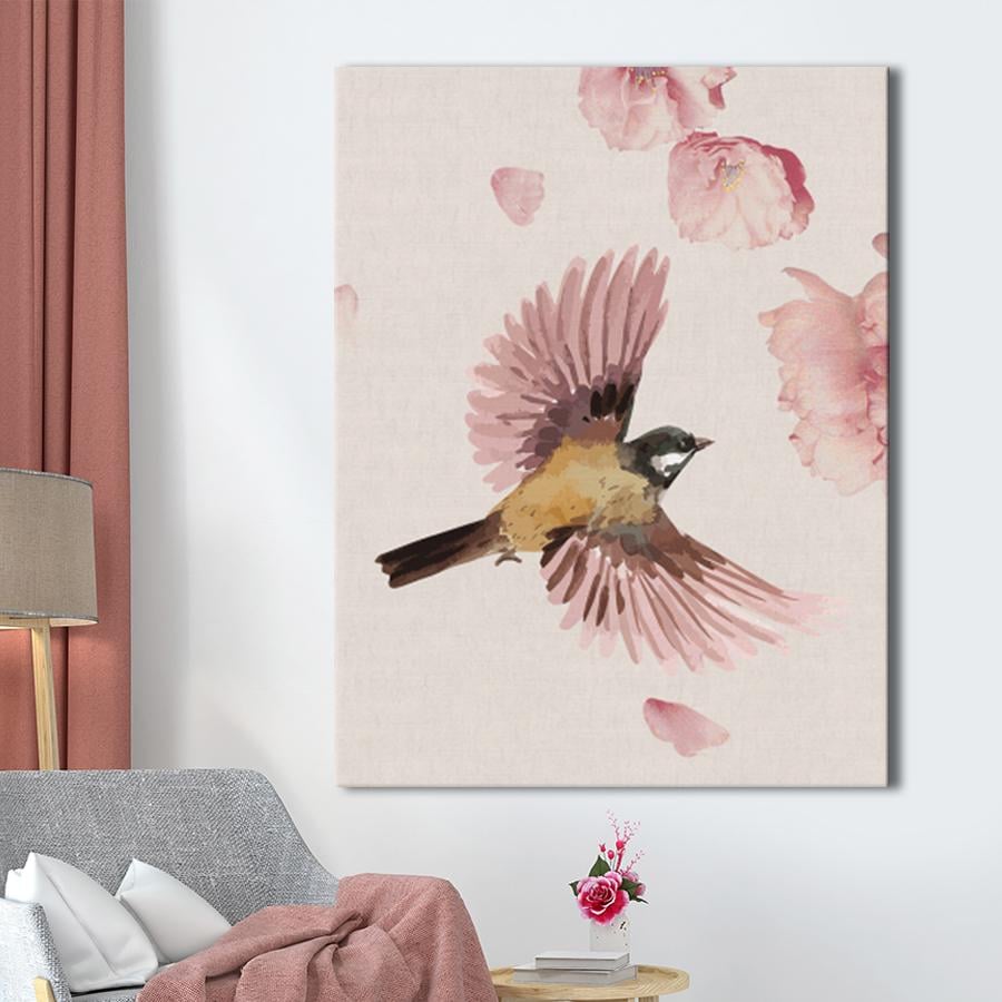 Картина для интерьера Птица и цветок 80x60 см (P0424)