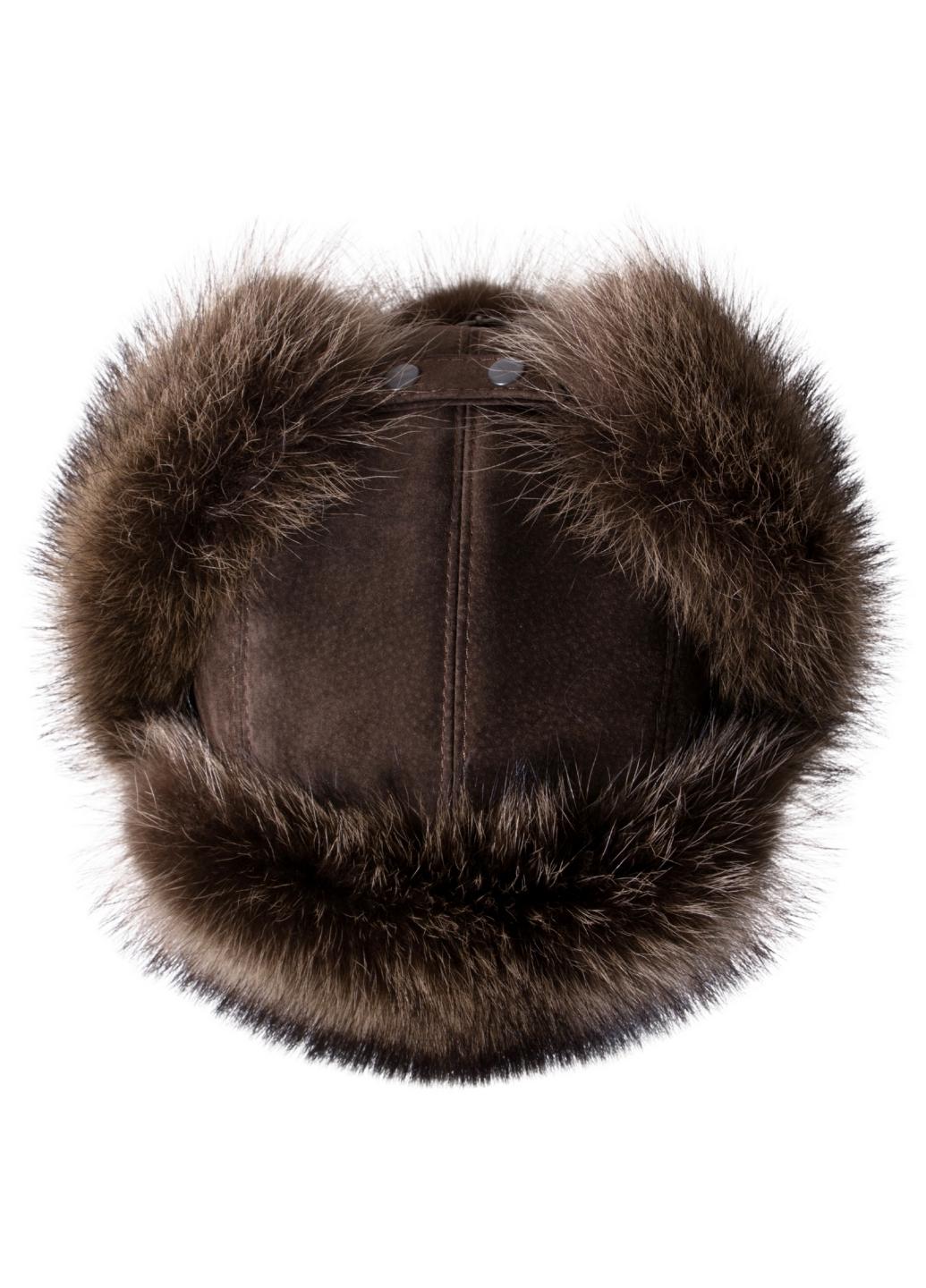 Шапка ушанка Меховой стиль Ушанка из натурального меха енота Рудо-коричневый (513/H)