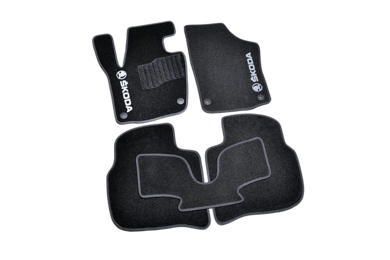 Коврики автомобильные ворсовые в салон для Skoda Rapid 2012-н. в. 5 шт. Черный (BLCCR1569)