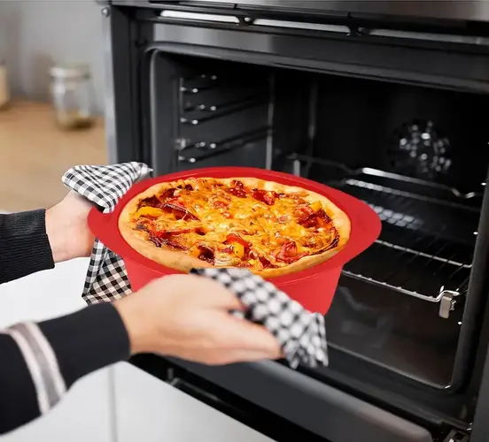 Форма силіконова для пирогів та тортів кругла з ручками 15,8 см Червоний (SAM-05578) - фото 2