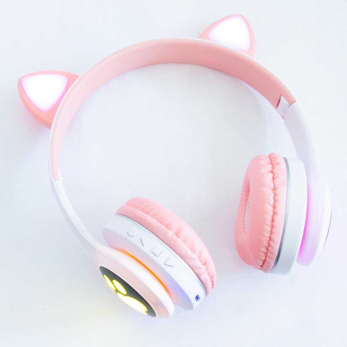 Беспроводные наушники VZV-23M Cat Ear Headset с ушками и LED подсветкой Розовый - фото 5