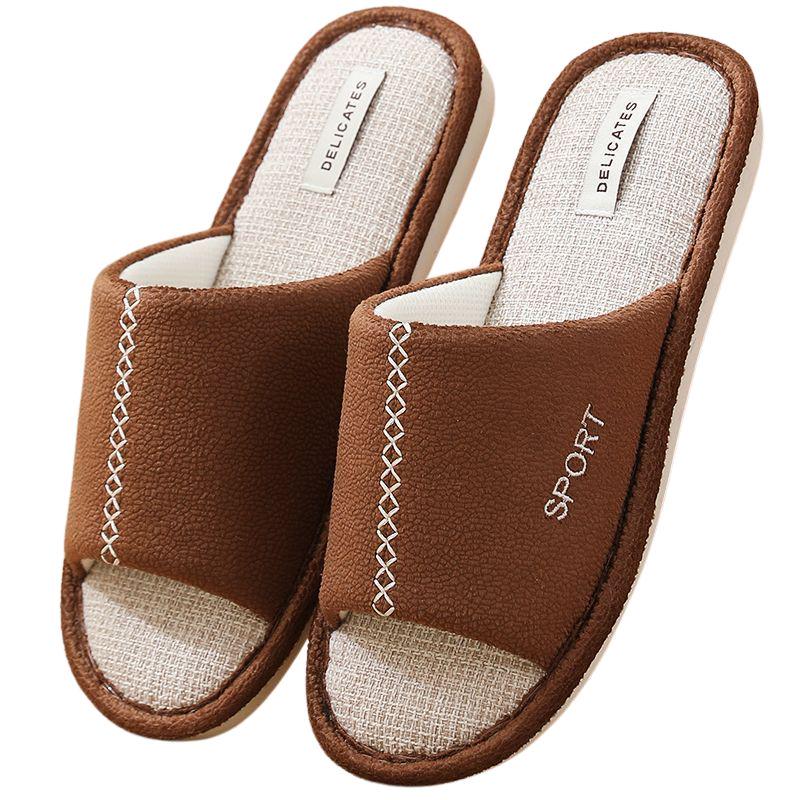 Тапочки льняные с открытым носком Sport 46/47 30 см Коричневый Тапочки льняные с открытым носком Sport 46/47 30 см Коричневый