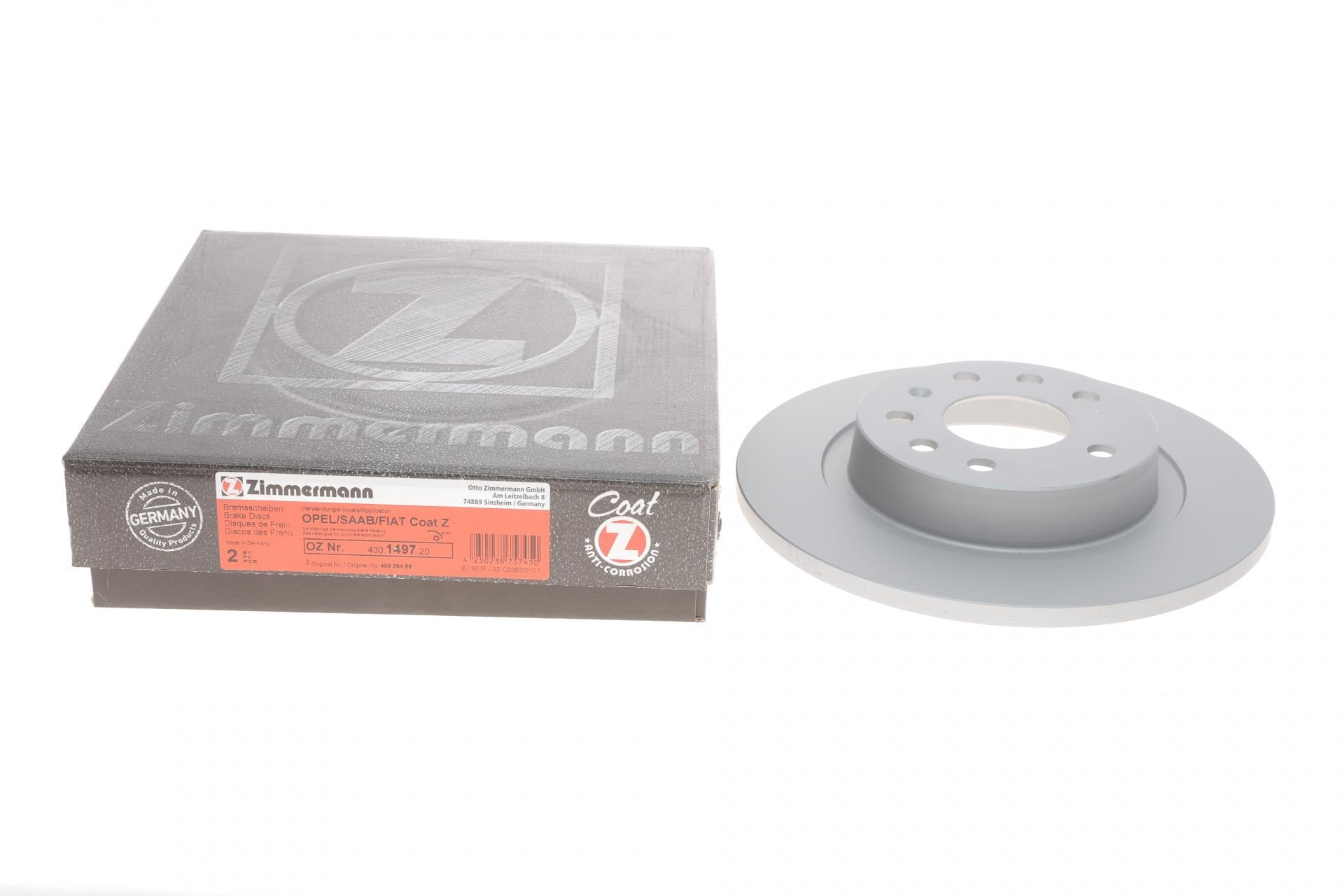 Диск тормозной задний ZIMMERMANN Opel Signum/Vectra C 02-09 278х12 мм (430.1497.20 ZIMMERMANN) Диск тормозной задний ZIMMERMANN Opel Signum/Vectra C 02-09 278х12 мм (430.1497.20 ZIMMERMANN)