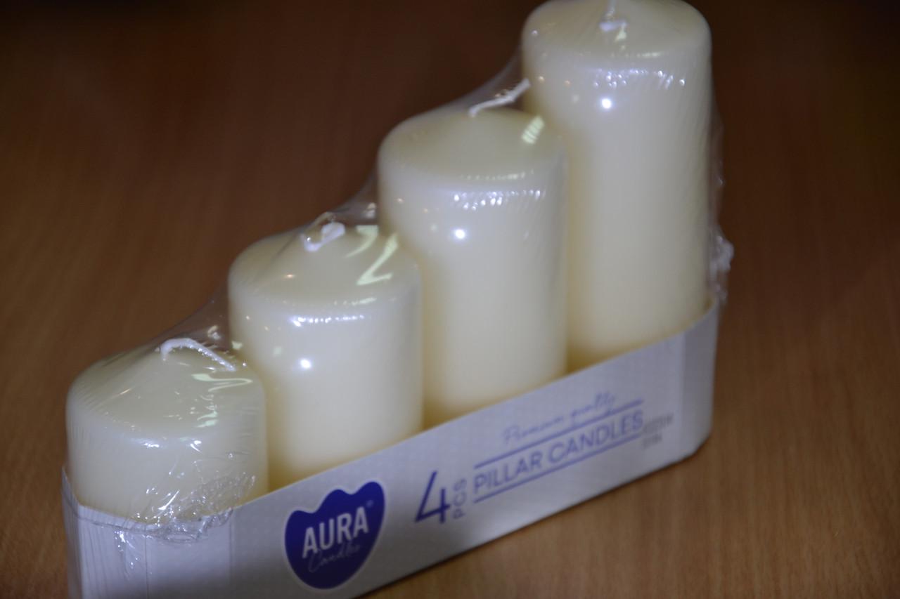 Набор свечей цилиндр Bispol Aura Candles 4 шт. Молочный (sw50/4-011) - фото 8