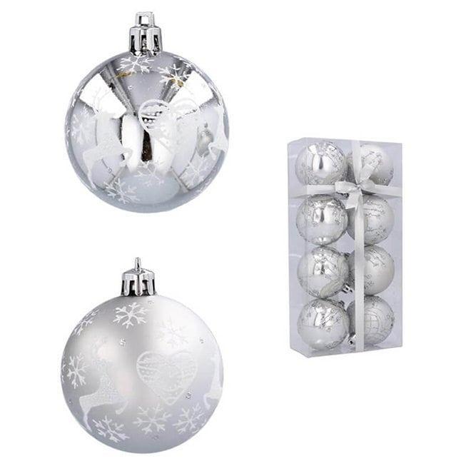 Набір пластикових новорічних куль D 6 см 8 шт. Срібний (43198)