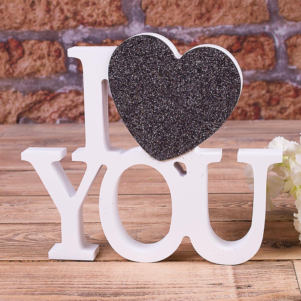 Статуэтка I love you сердце с глиттера Черный (4888-2)
