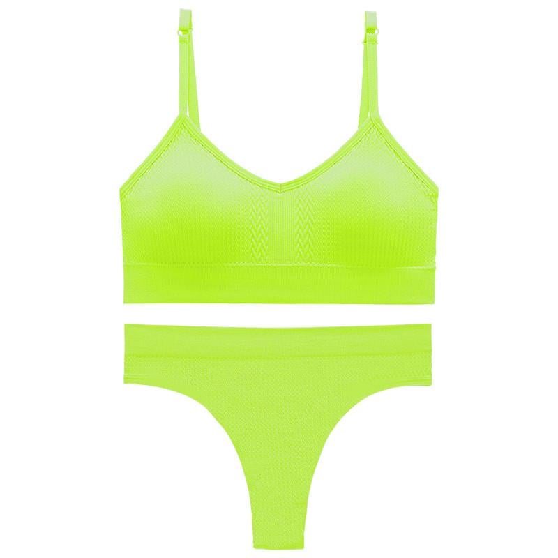 Комплект нижньої білизни жіночої Lesko 6608# Косичка труси та топ L Яскравий Лайм (27639513)