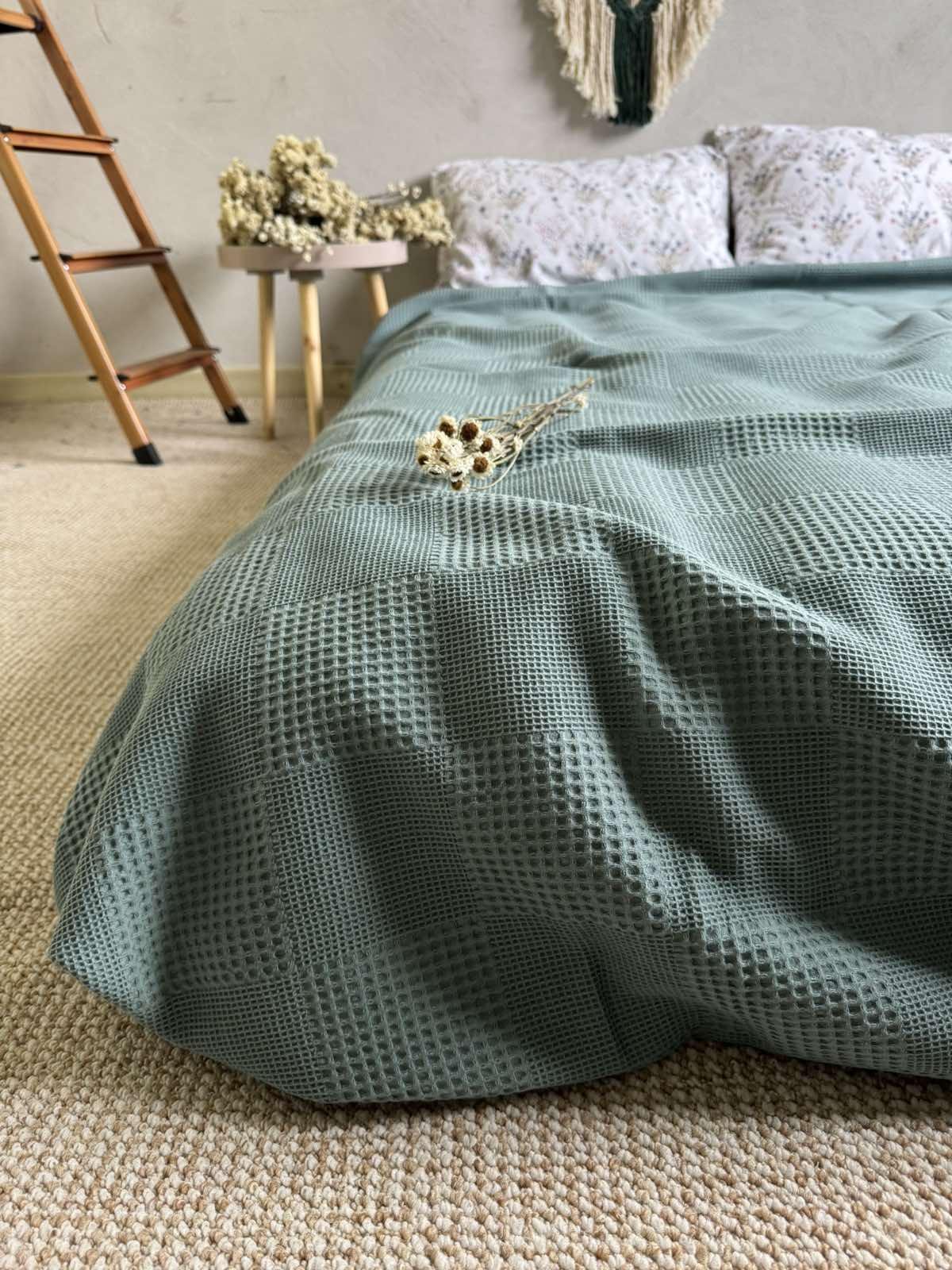 Покрывало хлопковое вафельное ZEINTEX Персия 220х240 см Ментоловый (25235300)