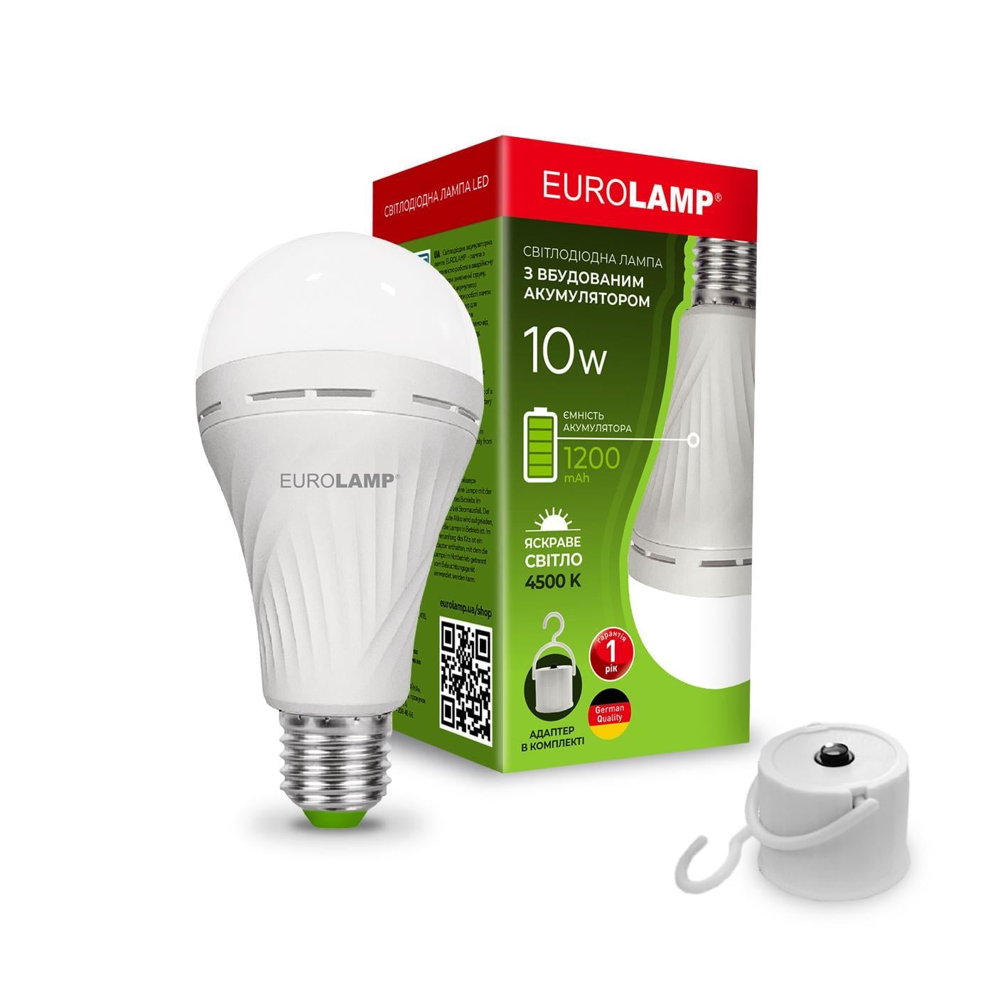 Лампа светодиодная Eurolamp LED с аккумулятором А70 10W E27 4500K (36486342)