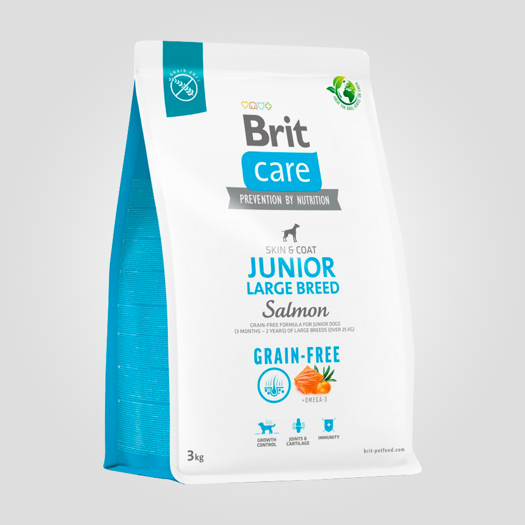Корм сухой Brit Care Dog Grain-free Junior Large Breed для молодых собак больших беззерновых пород с лососем 3 кг (20504635)