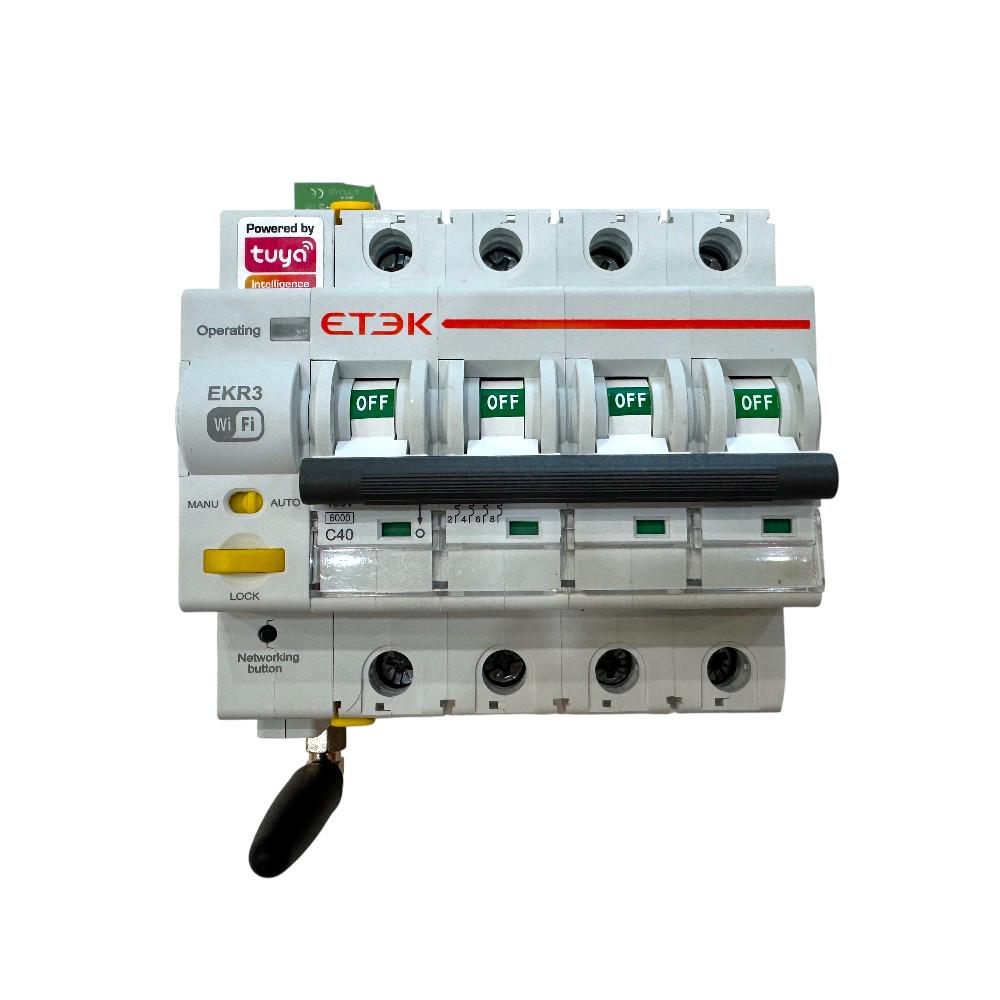 Выключатель автоматический умный 4-полюсный Etek Tuya с дистанционным управлением Wi-Fi 40А (12899)