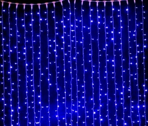 Светодиодная гирлянда Штора 3x1,5 м 240 LED с переходником Синий