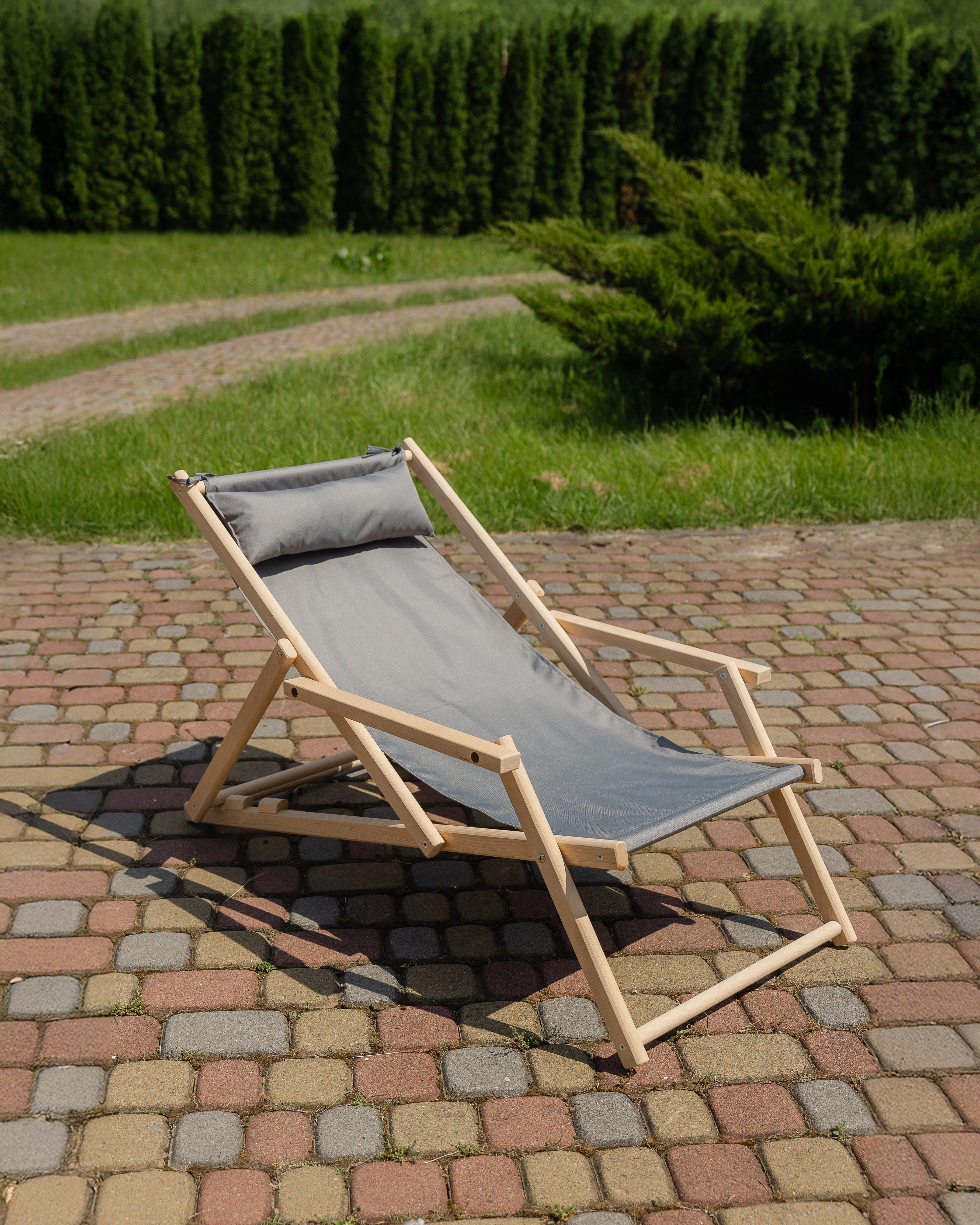 Шезлонг дерев'яний розкладний XRmaster з підлокітниками та підголовником Сірий (0002246) - фото 4 Шезлонг дерев'яний розкладний XRmaster з підлокітниками та підголовником Сірий (0002246) - фото 4