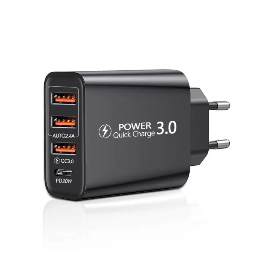 Блок питания на 4 порта USB и Type-C Fast Charge 2,1 A 20 W Черный (1896595526)