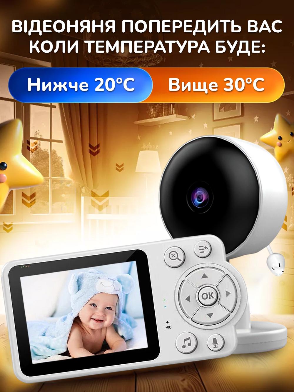 Видеоняня беспроводная радионяня с двухсторонней связью Andowl Q-A006X1 2,8" Белый (1fba8a66) - фото 9