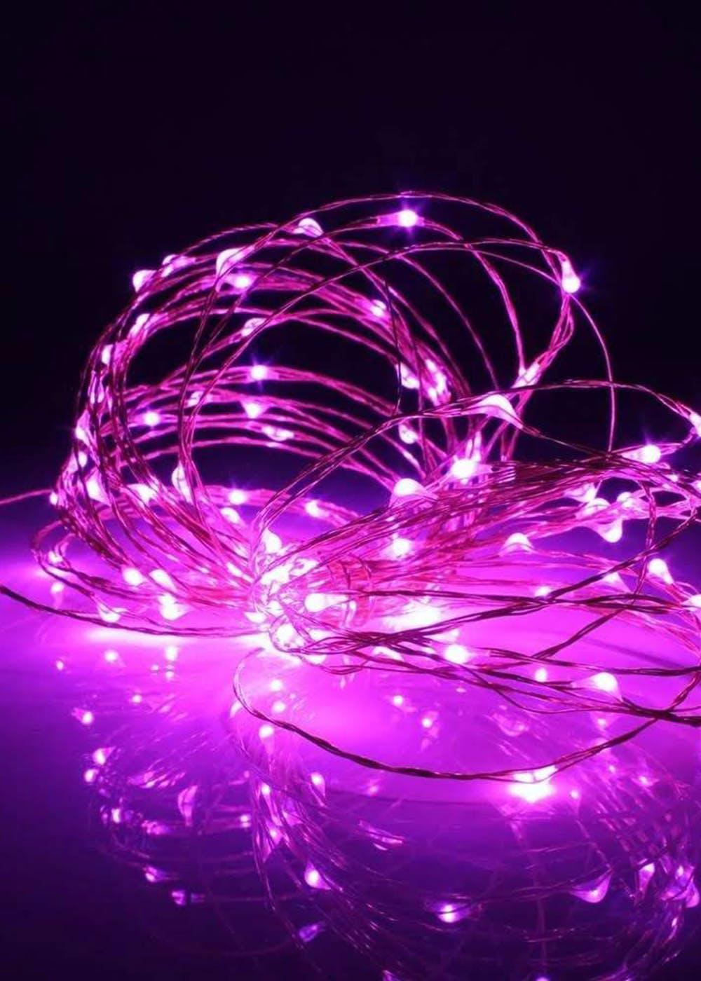 Гірлянда на батарейках 100 LED 3 АА мідний провід Pink (41407)