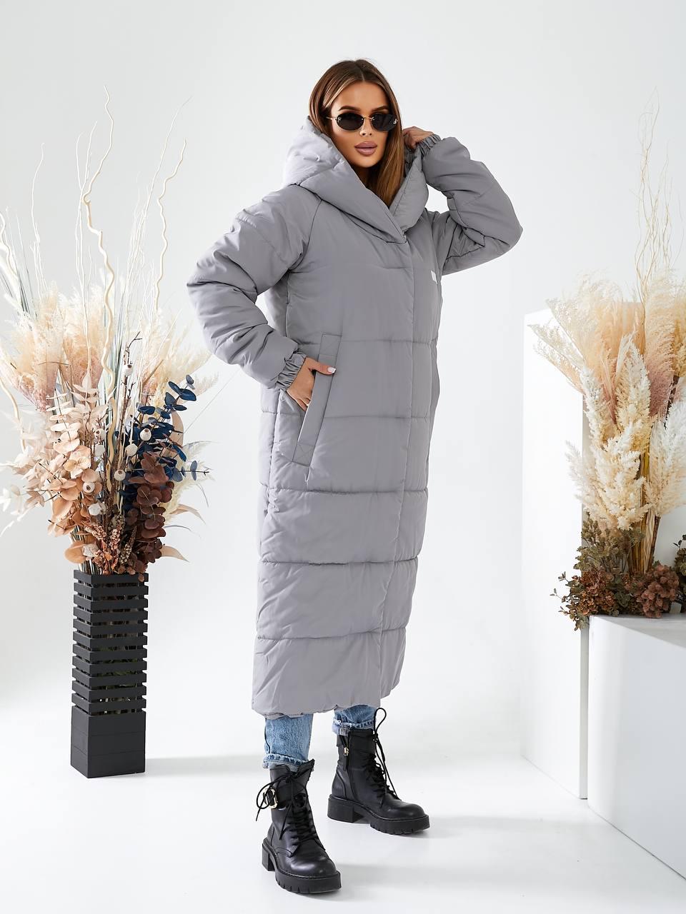 Куртка-пальто зимнее длинное Аiza А520 г. 42-44 Хаки (А520_хакі 42-44) - фото 12