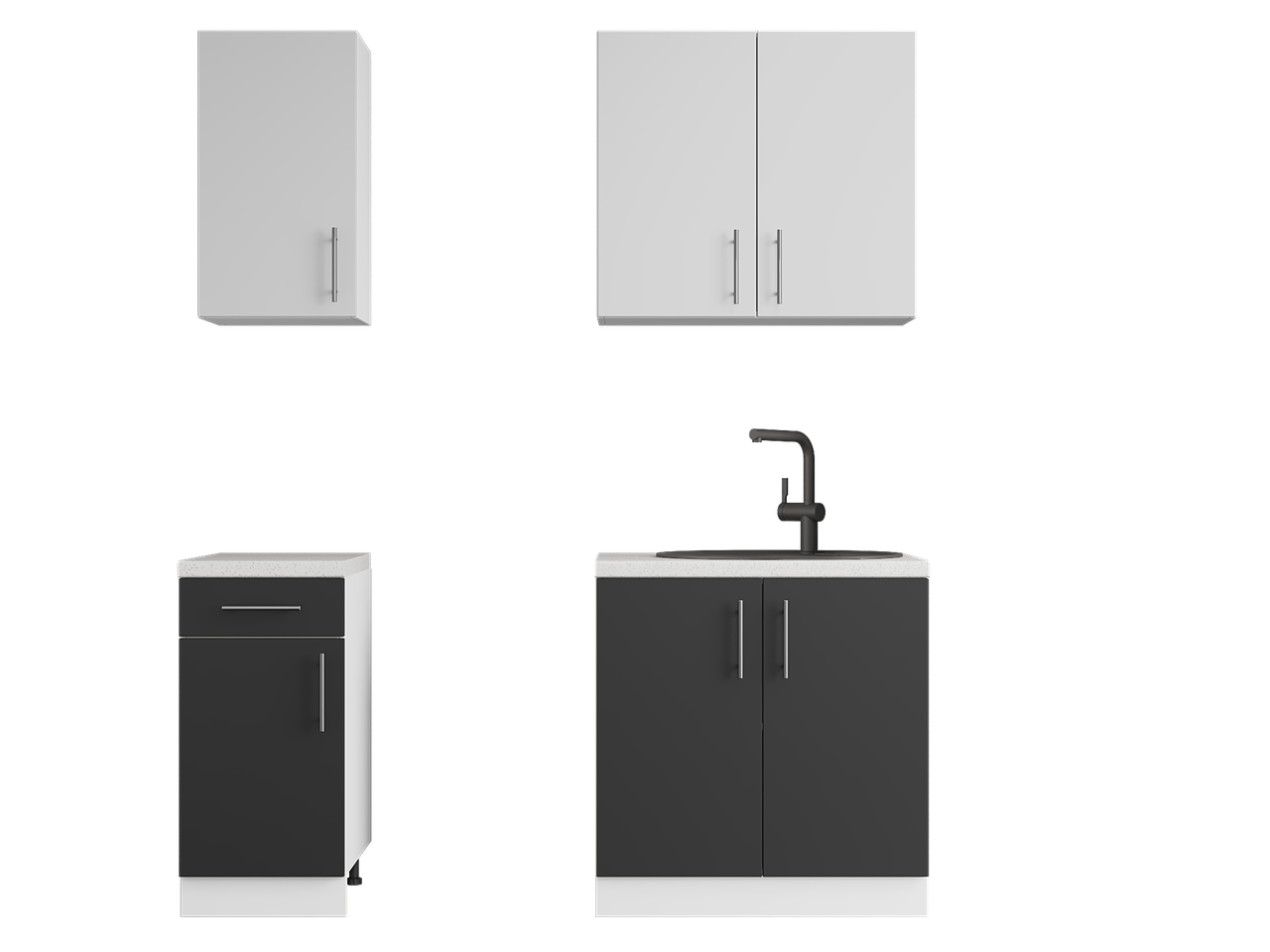 Комплект кухни К-1 Эверест Оптима без столешниц 1,8 м Белый/Антрацит (ЭК-26004) - фото 3 Комплект кухни К-1 Эверест Оптима без столешниц 1,8 м Белый/Антрацит (ЭК-26004) - фото 3
