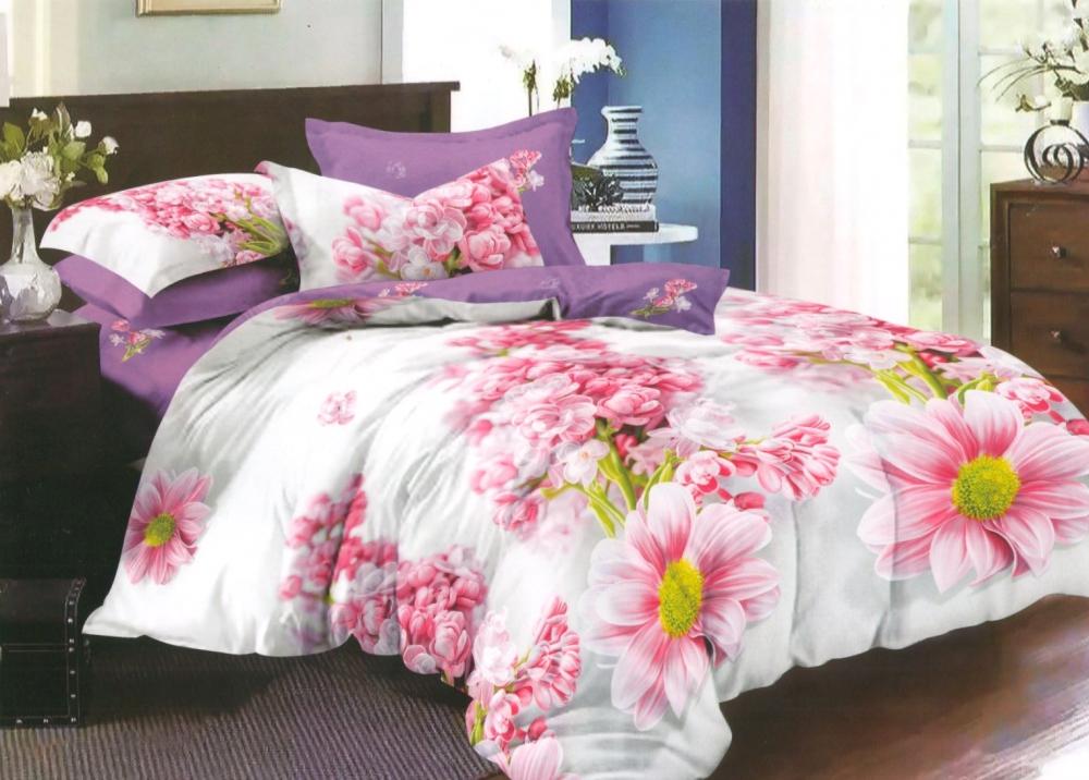 Комплект постельного белья Комфорт текстиль Сатин Сирень 145x215 см Полуторный 50x70 см (КТ_pvu_5813_1_50x70)