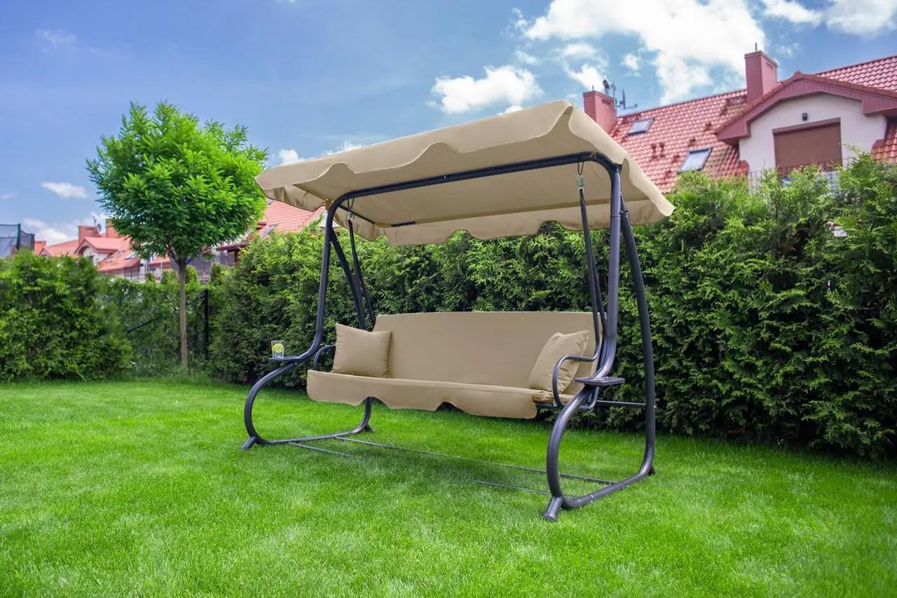 Гойдалка садова посилена FunFit Relax Plus з матрацом і подушками до 280 кг 230x127x172 см Бежевий (20161604) - фото 4