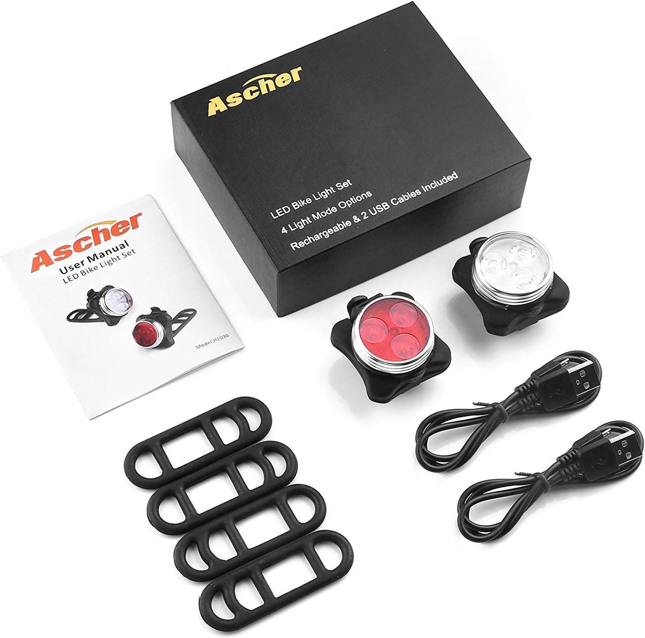 Комплект велосипедних ліхтарів Ascher USB (2971088622)