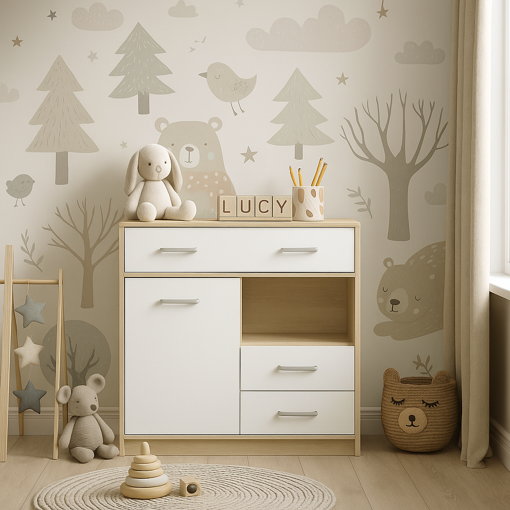 Комод Mebel Service Tips 1Д3Ш 83х34х85 см Дуб самоа/Белый (31265606)