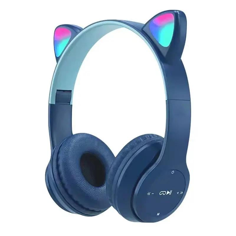Наушники детские с кошачьими ушками CAT Ear P47M LED подсветка Синий (557-755490)