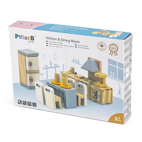 Дерев'яні меблі для ляльок Viga Toys PolarB Кухня та їдальня (44038) - фото 2 Дерев'яні меблі для ляльок Viga Toys PolarB Кухня та їдальня (44038) - фото 2
