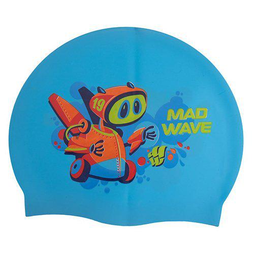 Шапочка для плавания Mad Wave детская Junior Mad Bot M057915 Голубой (60444165)