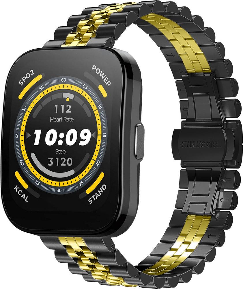 Браслет металлический Stech Line для Amazfit Bip 5 Black/Gold (34345-02)