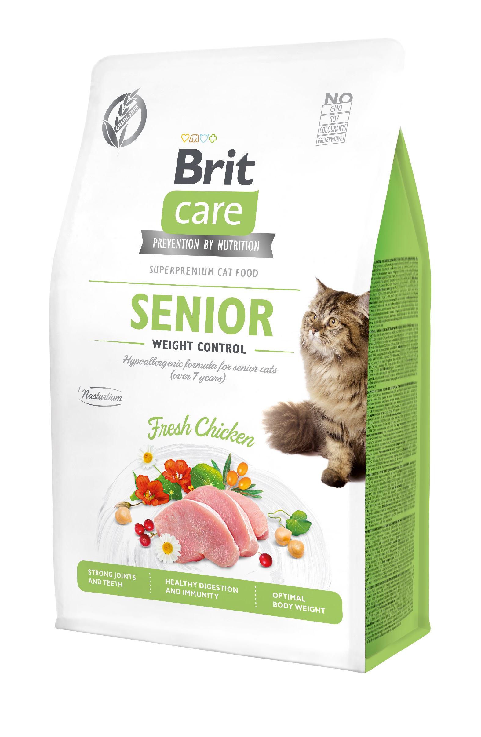 Корм сухий для літніх кішок з надмірною вагою Brit Care Cat GF Senior Weight Control з куркою 0,4 кг (8595602540952) Корм сухий для літніх кішок з надмірною вагою Brit Care Cat GF Senior Weight Control з куркою 0,4 кг (8595602540952)