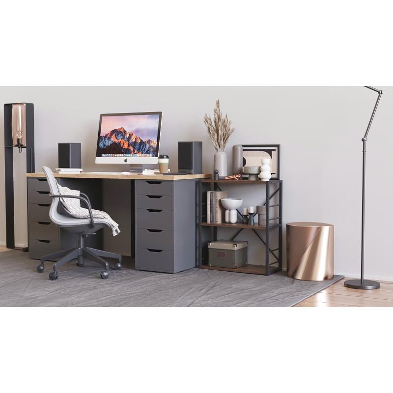 Етажерка Ferrum-decor Konekt 3/60 метал/ДСП Чорний/Дуб сонома трюфель (FRD-104258) - фото 4 Етажерка Ferrum-decor Konekt 3/60 метал/ДСП Чорний/Дуб сонома трюфель (FRD-104258) - фото 4