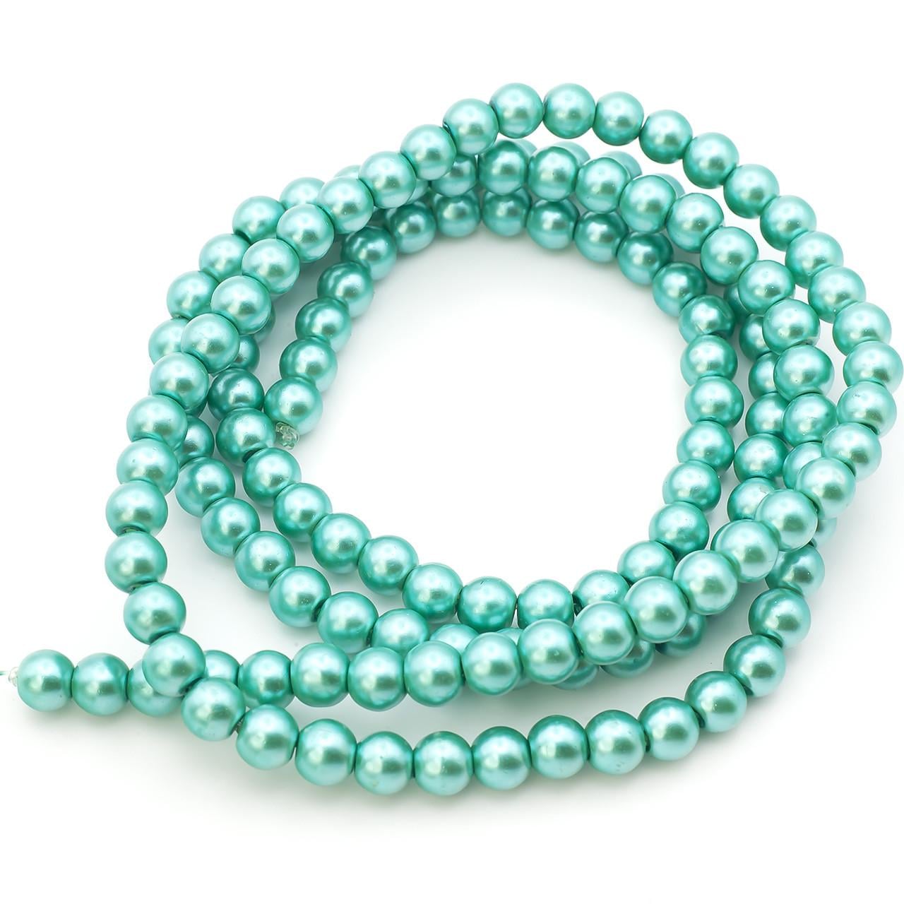 Бусины стеклянные на нитке под жемчуг 6 мм 80 см 145 шт. Нефритовый (БЖ0006к80)