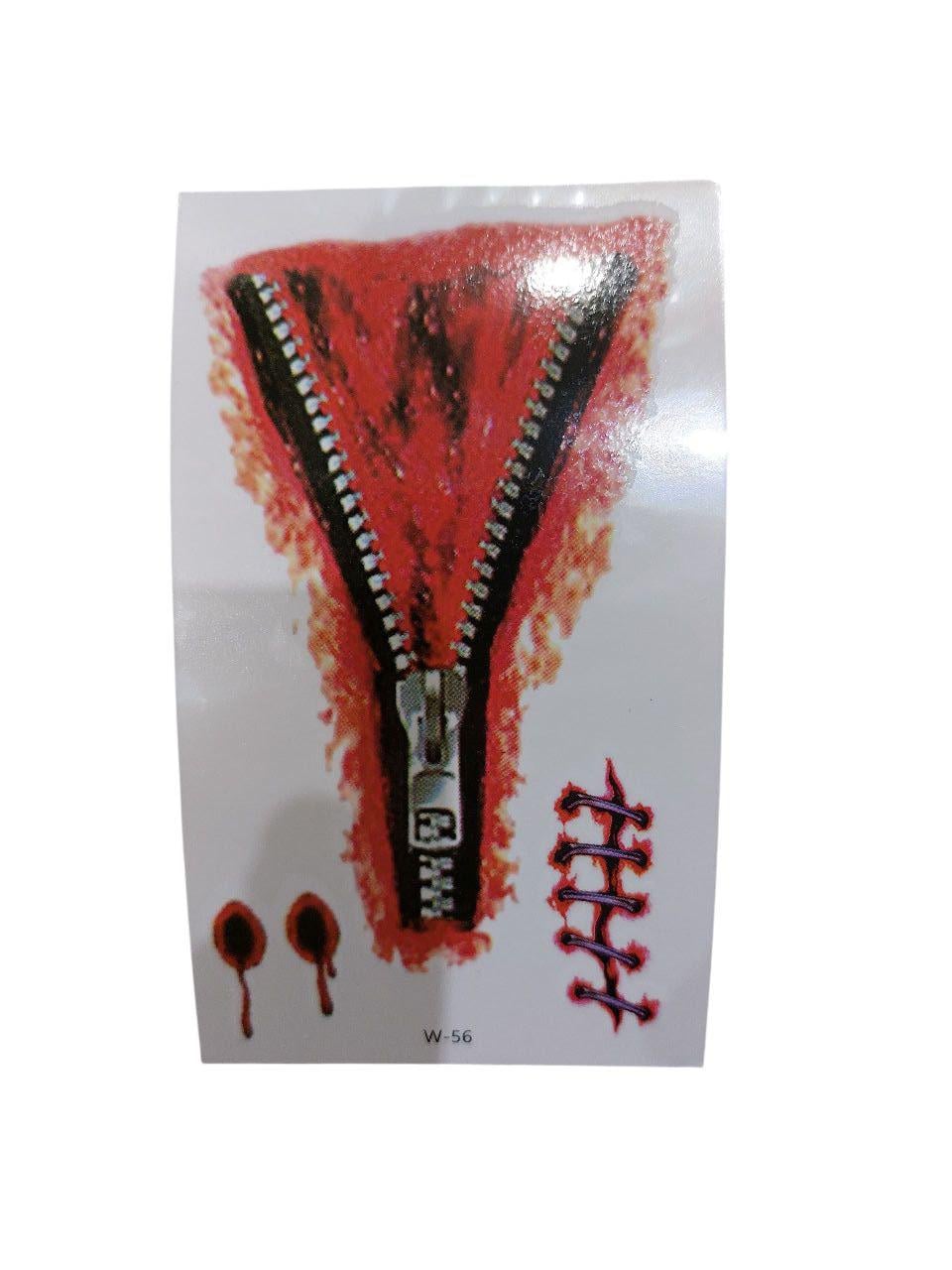 Наклейки тату для Хэллоуина Замок и раны 10x6 см Красный (900016)