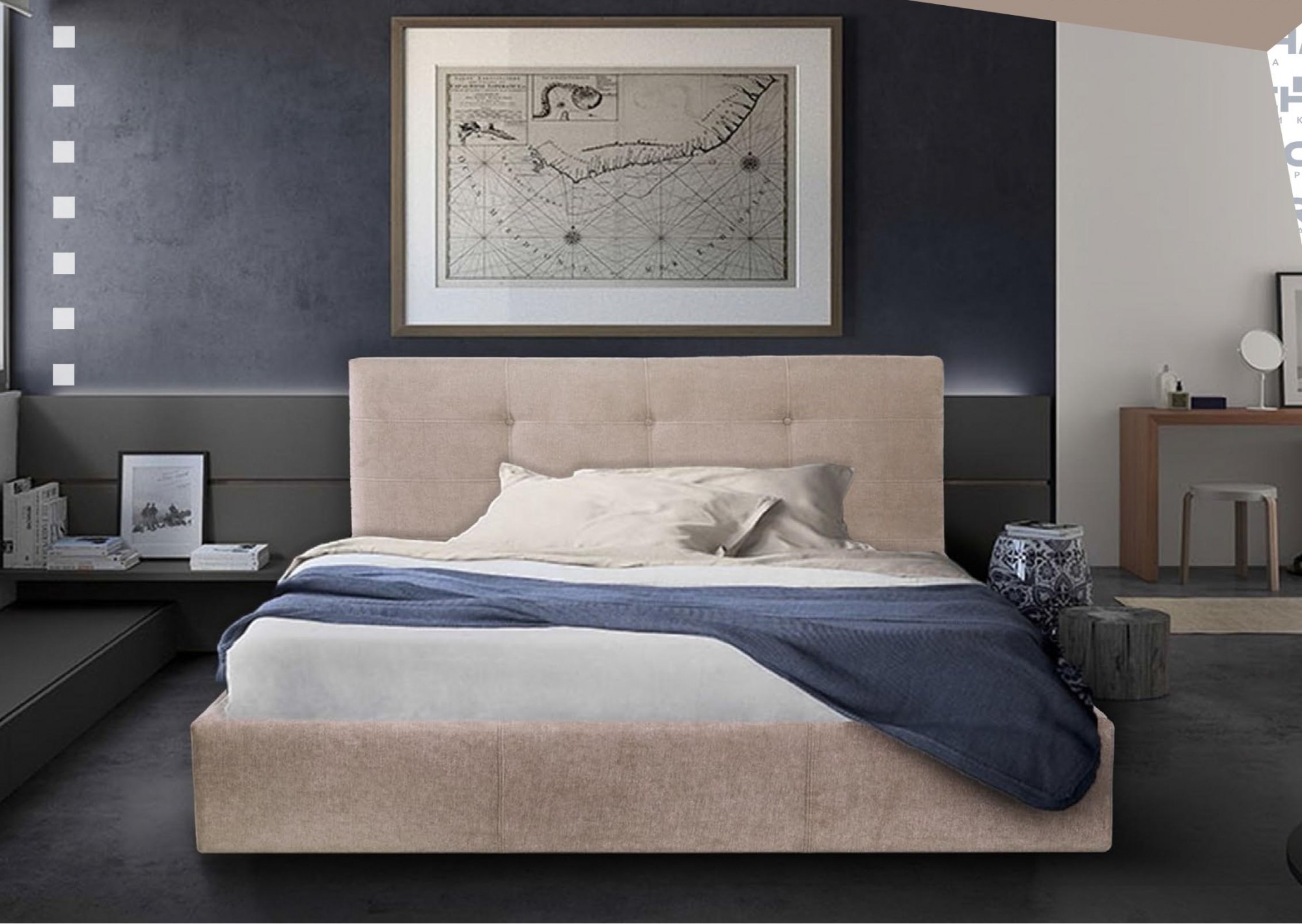 Кровать с подъемным механизмом двуспальная Manchester Comfort Мисти Mocco 180х200 см Серый