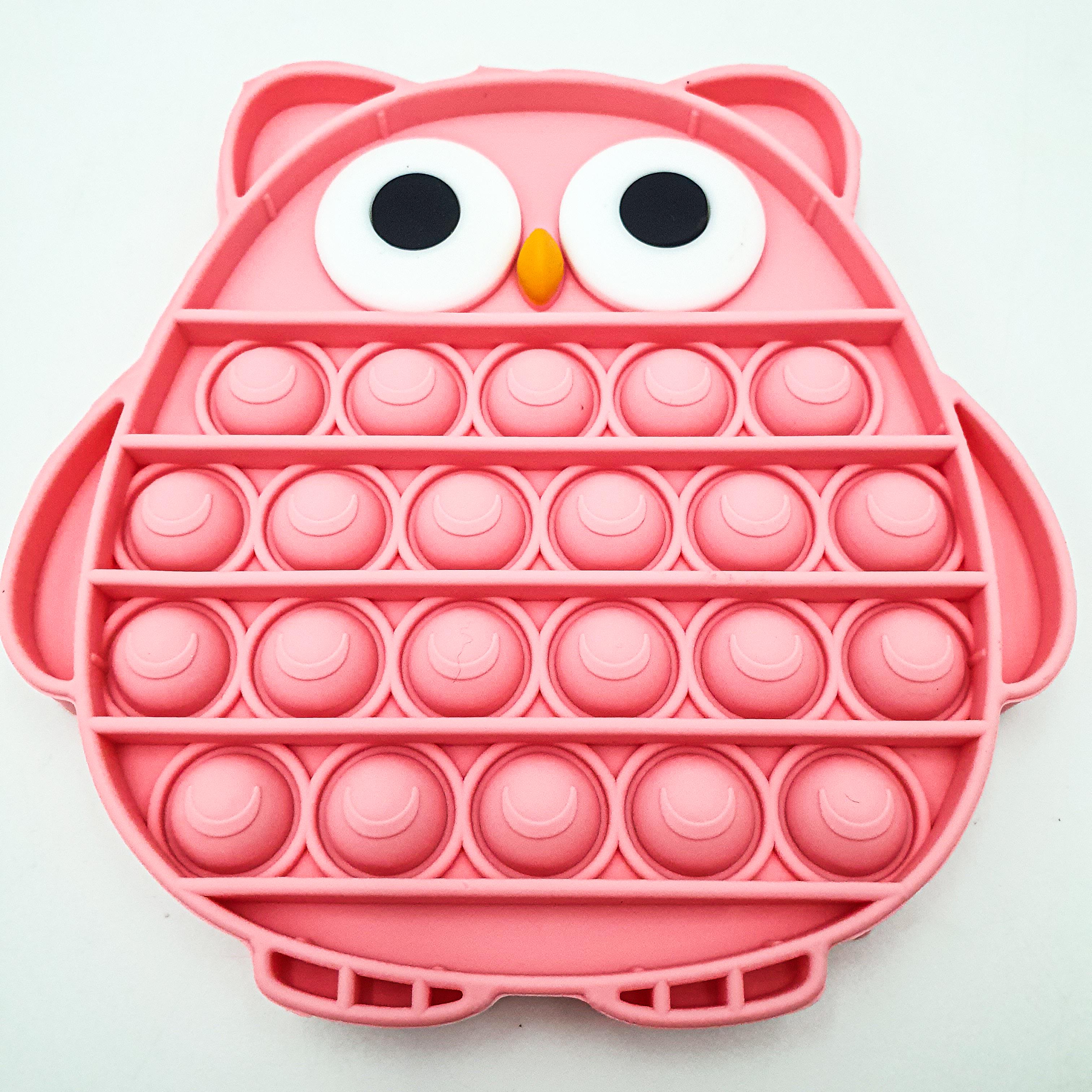 Сенсорная игрушка антистресс силиконовая бесконечная пупырка поп ит плотный UKC Pop It Fidget сова розовый