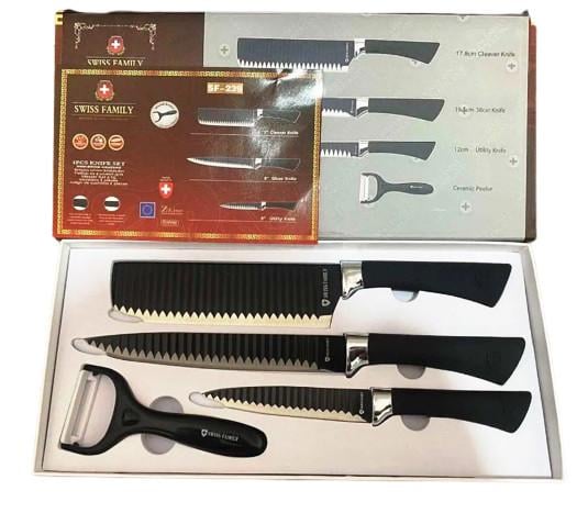 Набір ножів універсальний Swiss Family SF-0239 з нержавіючої сталі 4 пр. (1832235380) - фото 2 Набір ножів універсальний Swiss Family SF-0239 з нержавіючої сталі 4 пр. (1832235380) - фото 2