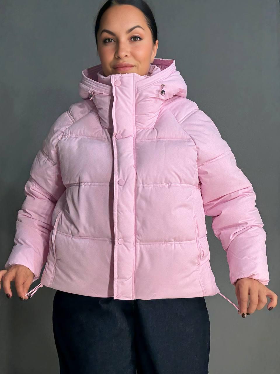 Куртка женская HAIZIYUAN 8589 средней длины с капюшоном XL Розовый (4803) - фото 5