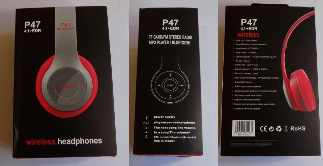 Наушники беспроводные накладные P47 4.1+EDR Wireless headphones bluetooth Черно-красный (882052070) - фото 3