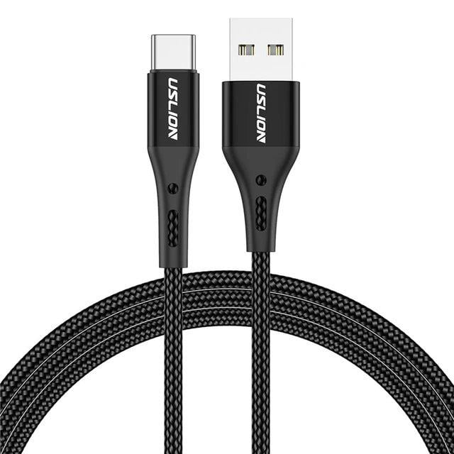 Кабель Uslion USB Type-C для быстрой зарядки 3 м Черный (1871408966)