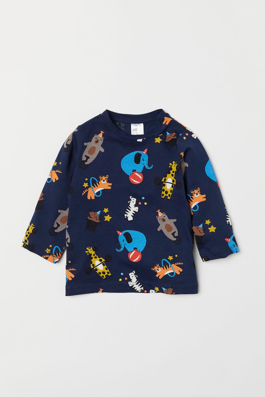 Лонгслив H&M Принт 68 см Темно-синий (6796338)