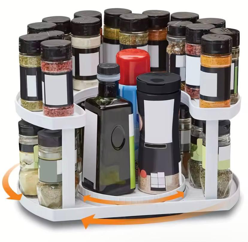 Полиця-органайзер для спецій Spice Spinner двоярусна з поворотним механізмом Білий (41e0e934) - фото 2 Полиця-органайзер для спецій Spice Spinner двоярусна з поворотним механізмом Білий (41e0e934) - фото 2