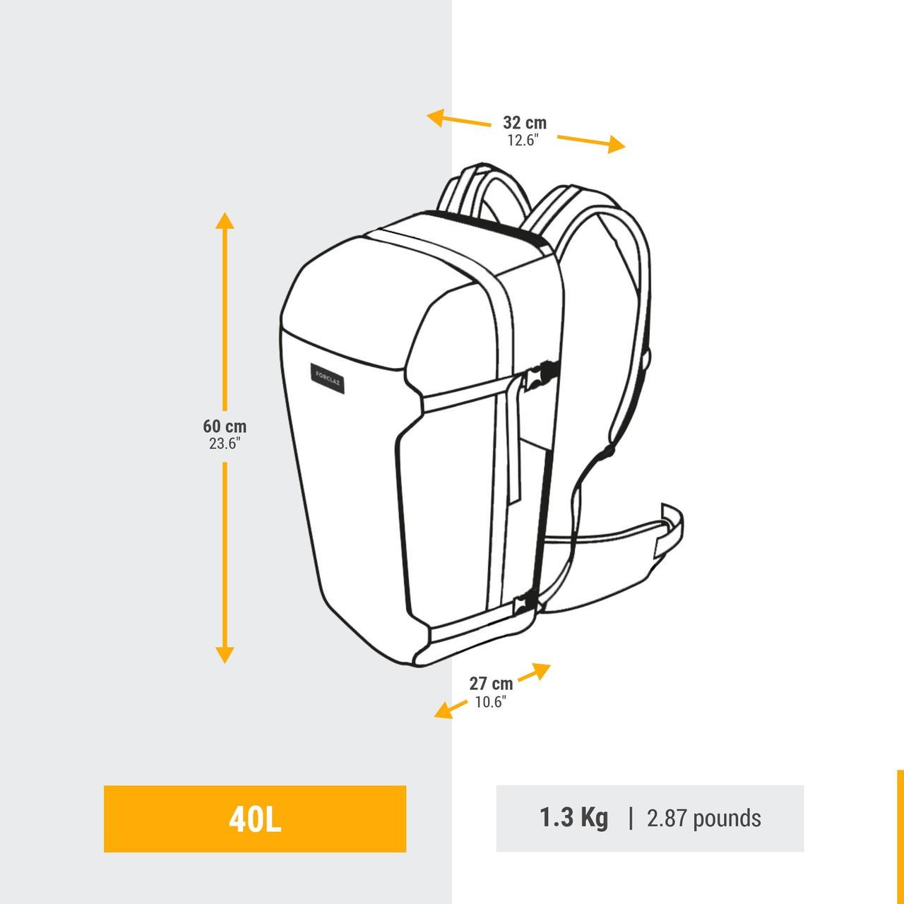 Рюкзак туристический FORCLAZ Travel 40 л 60x32x27 см с дождевиком Серый - фото 2